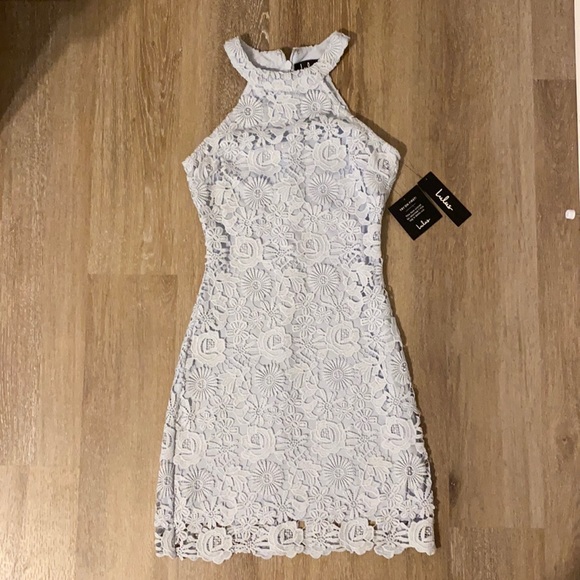 NWT Lulus Love Poem Blue Lace Mini Dress - Picture 1 of 6